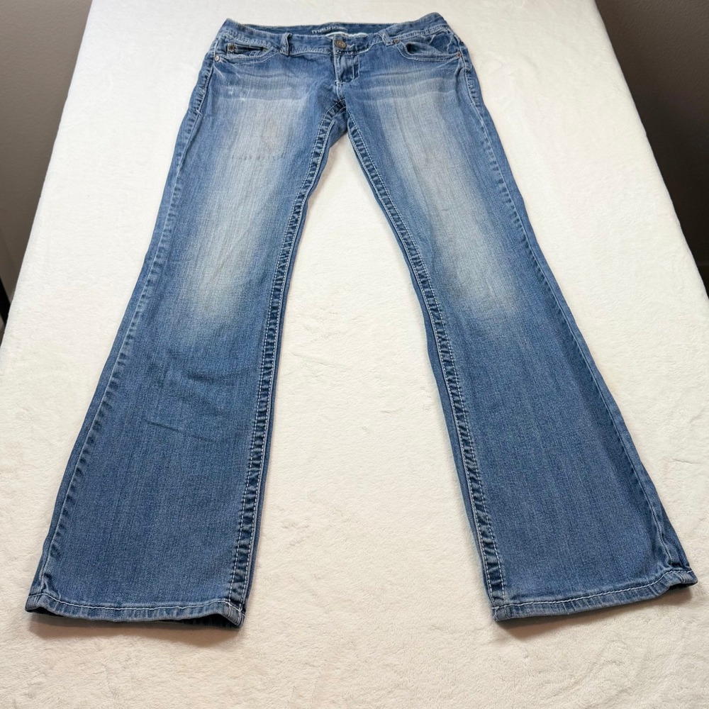 Maurices Bootcut Jeans Womens 5/6 Long Blue Good Contrast Stitch Stretch 5MA2022